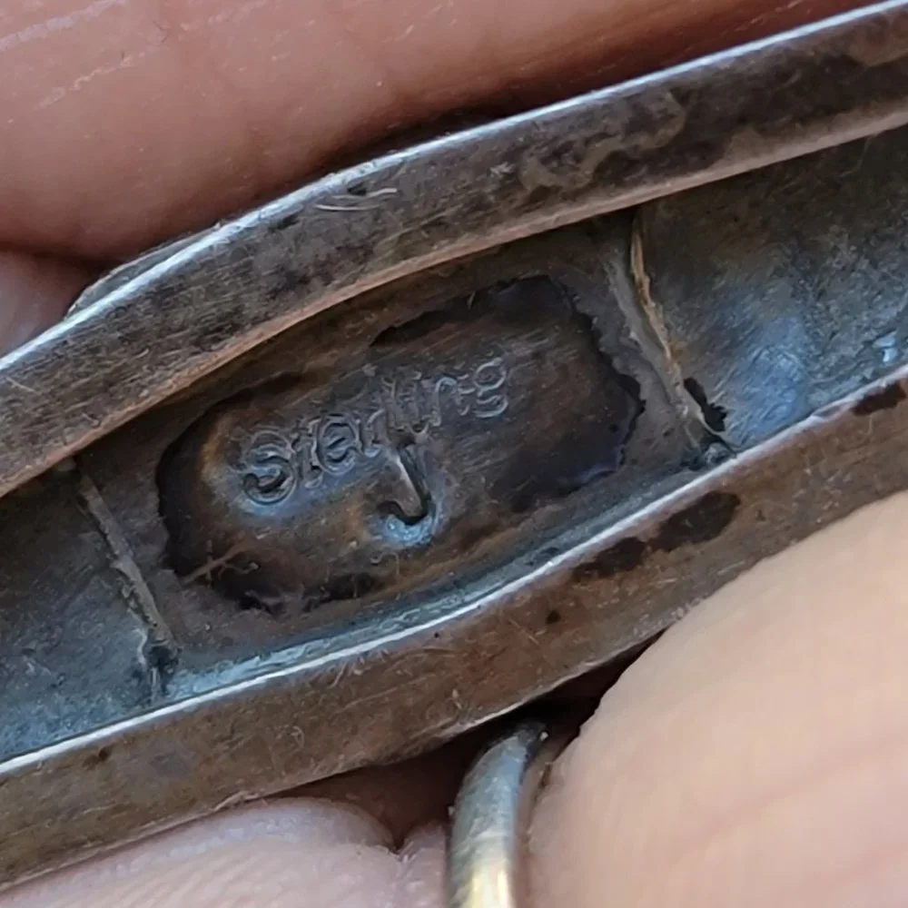 Native American 925 sterling silver square inlay squash blossom vintage bracelet - Picture 10 of 15